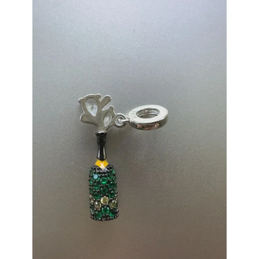NWOT Champagne Bottle Silver 925 Charm